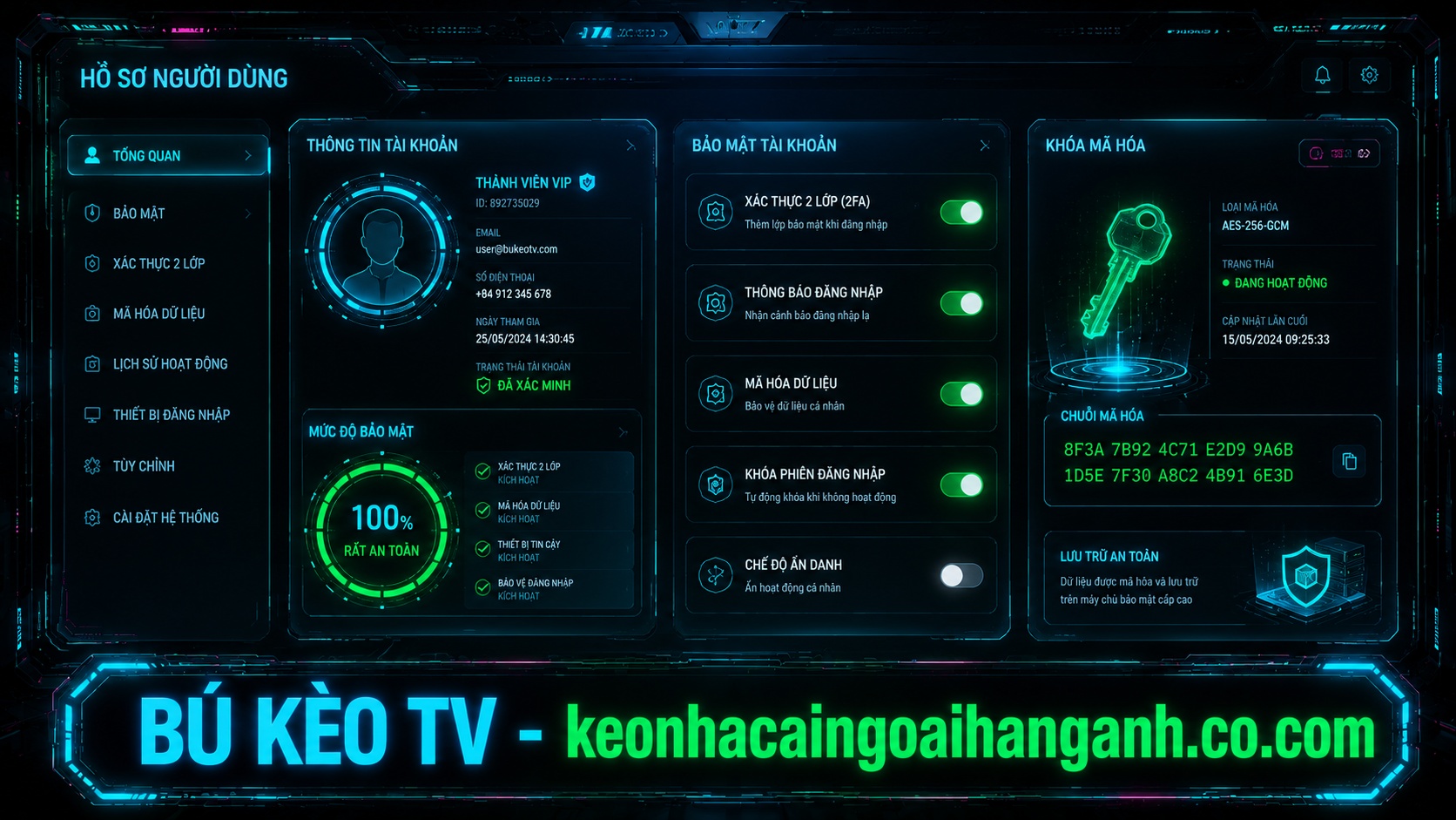 Hệ thống mã hóa dữ liệu tối tân theo chính sách bảo mật BÚ KÈO TV